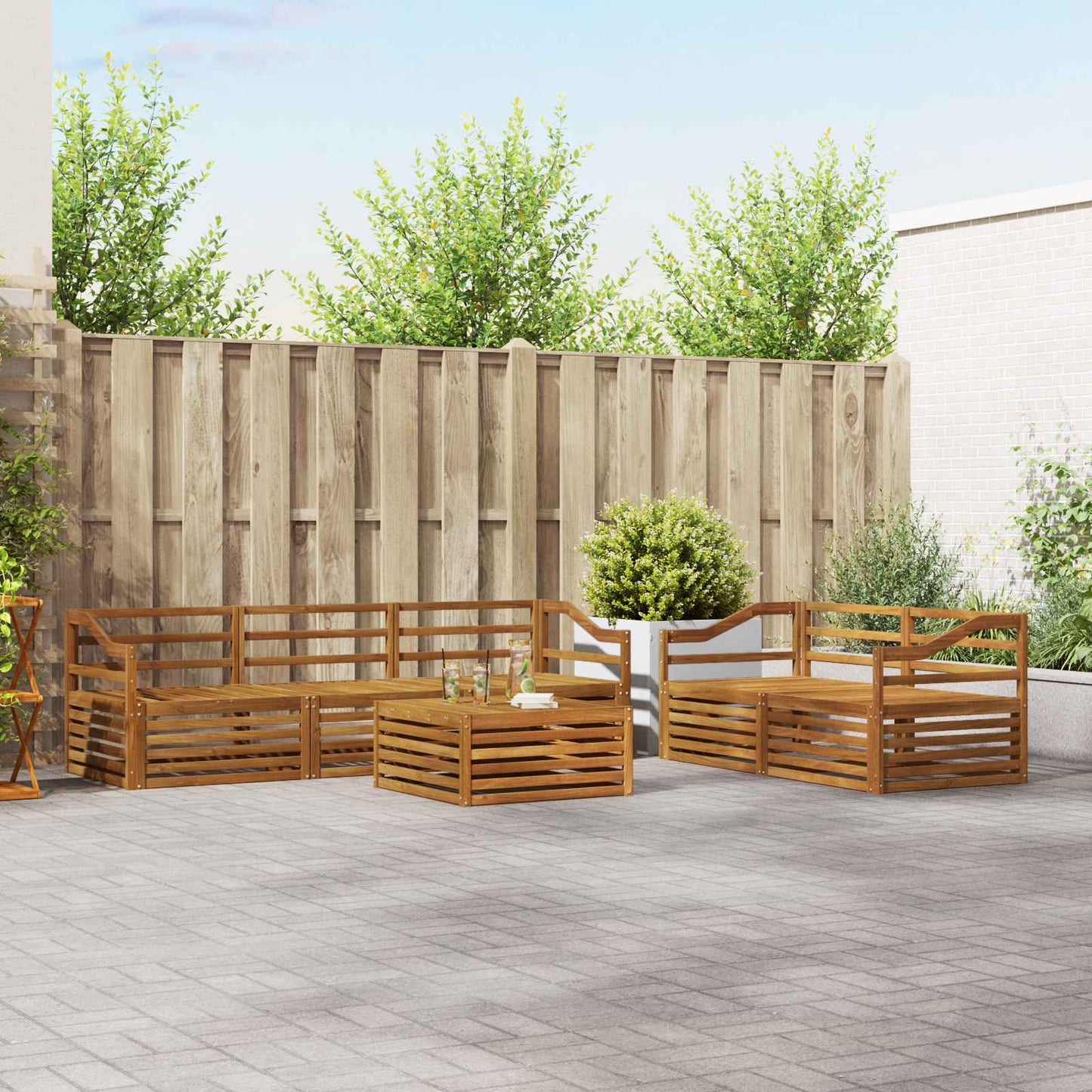 Outdoor Sofa Set 6 pcs Natural Solid Acacia Wood