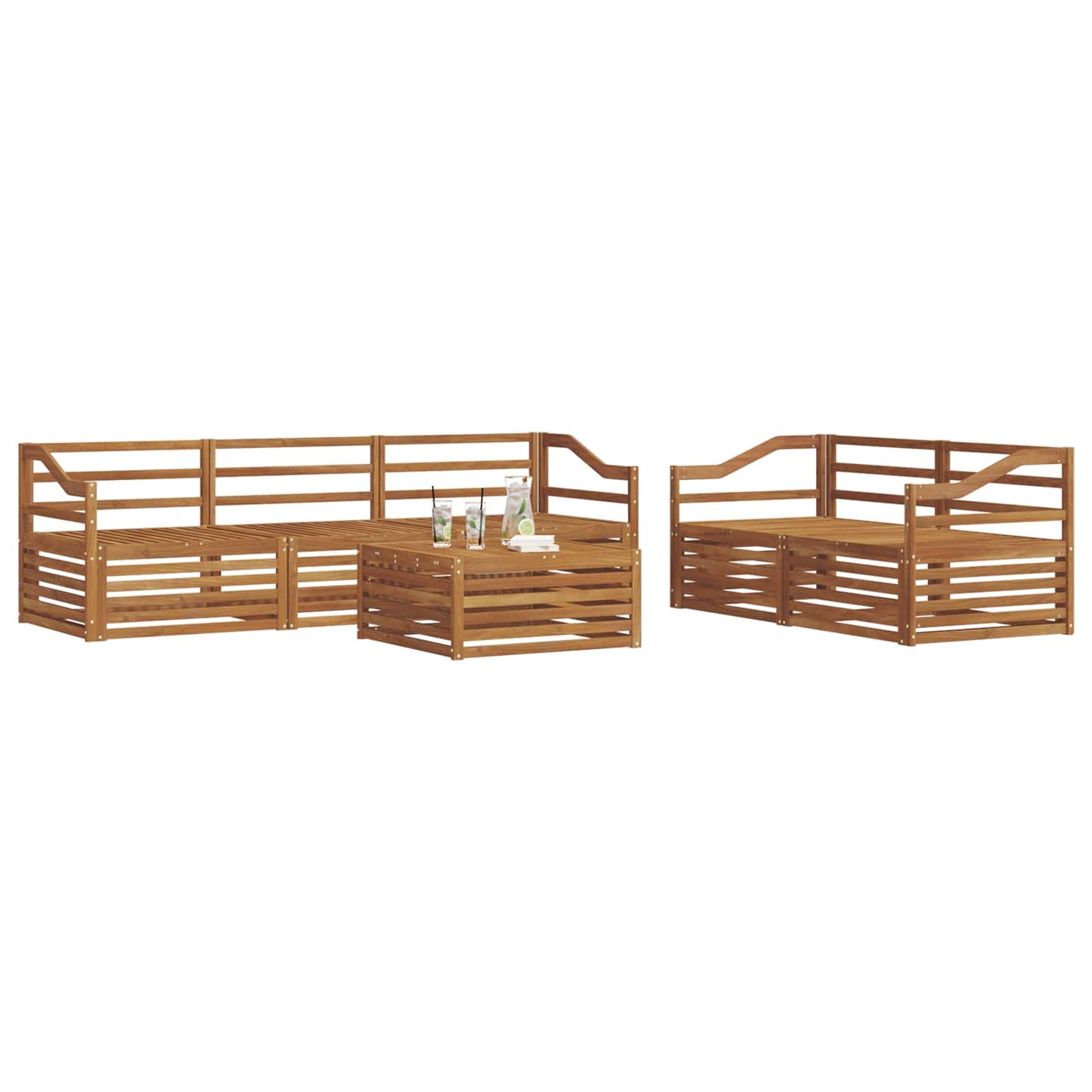 Outdoor Sofa Set 6 pcs Natural Solid Acacia Wood