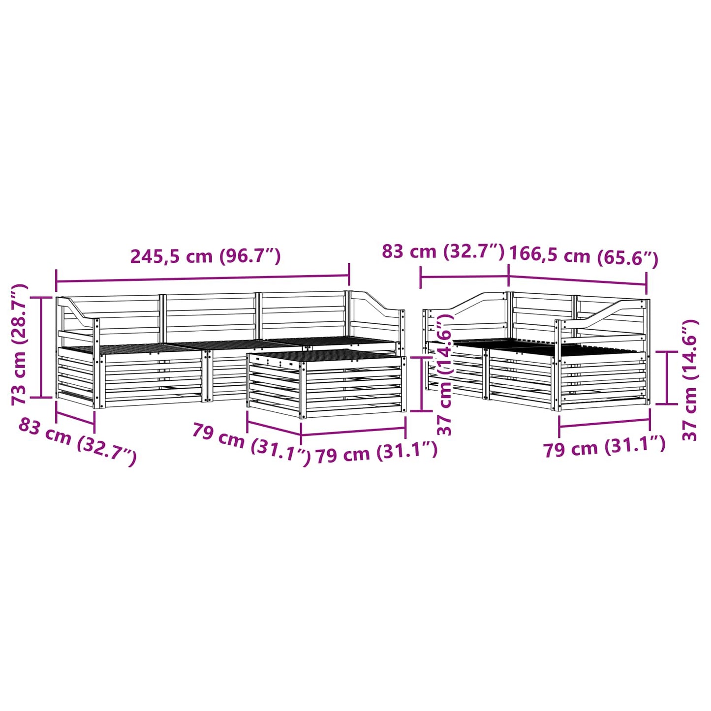Outdoor Sofa Set 6 pcs Natural Solid Acacia Wood