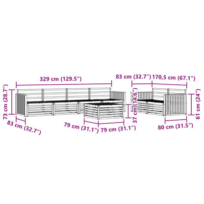 Outdoor Sofa Set 7 pcs Natural Solid Acacia Wood