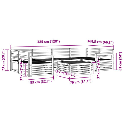 Outdoor Sofa Set 7 pcs Natural Solid Acacia Wood