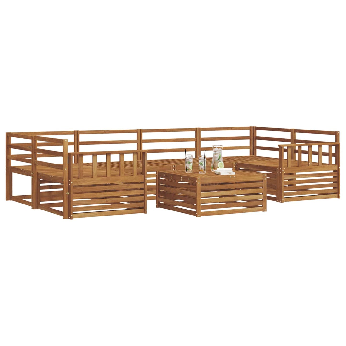 Outdoor Sofa Set 7 pcs Natural Solid Acacia Wood