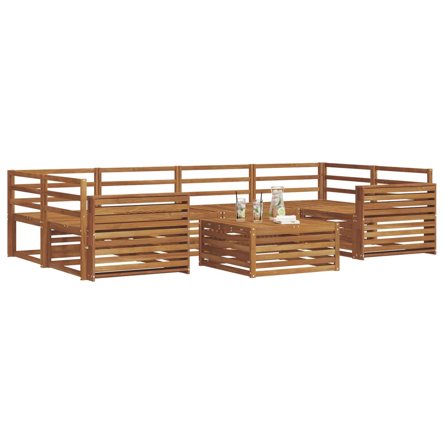 Outdoor Sofa Set 7 pcs Natural Solid Acacia Wood