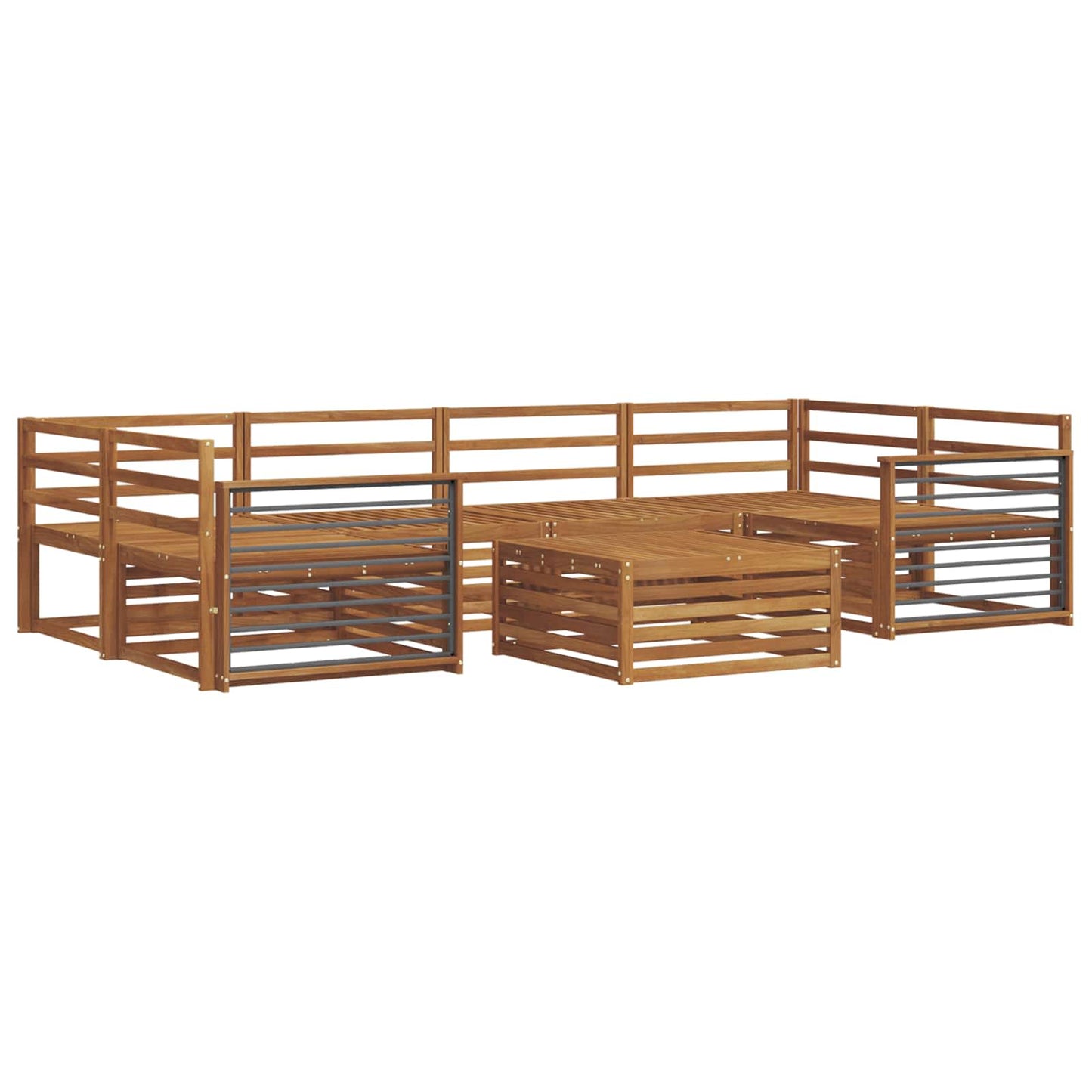Outdoor Sofa Set 7 pcs Natural Solid Acacia Wood