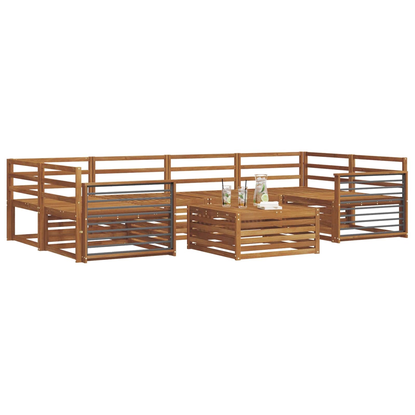Outdoor Sofa Set 7 pcs Natural Solid Acacia Wood