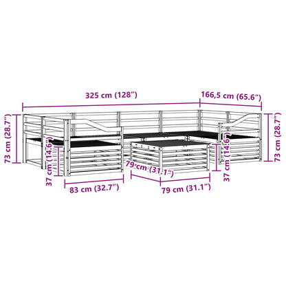 Outdoor Sofa Set 7 pcs Natural Solid Acacia Wood