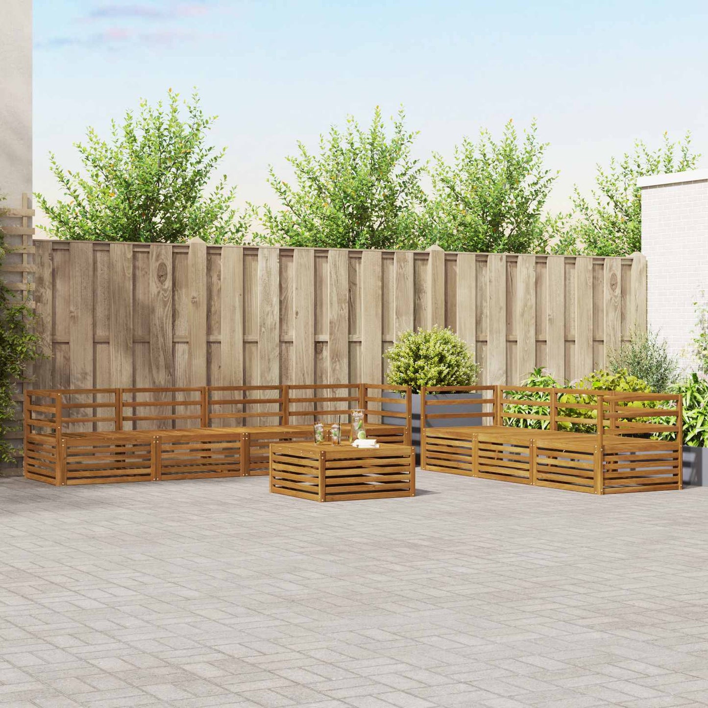 Outdoor Sofa Set 8 pcs Natural Solid Acacia Wood