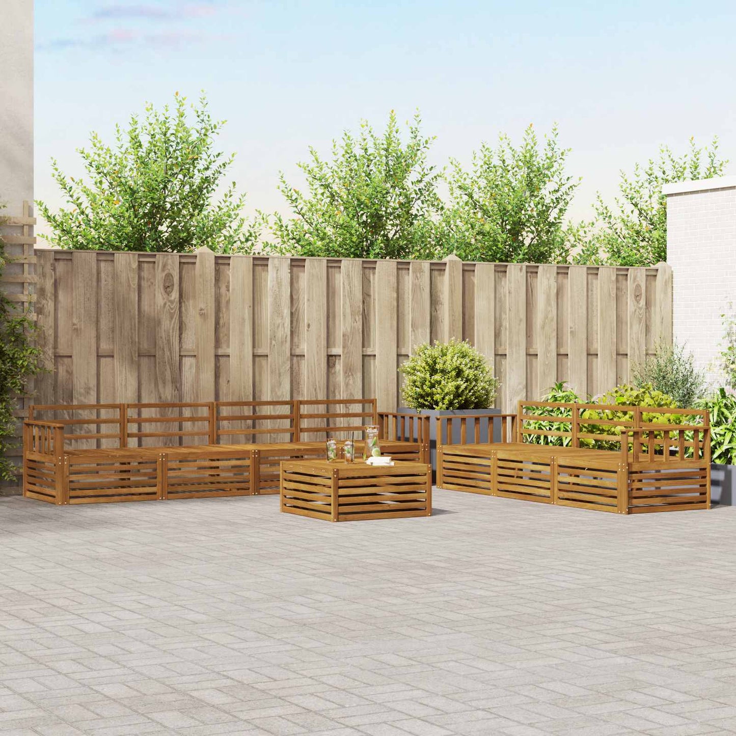 Outdoor Sofa Set 8 pcs Natural Solid Acacia Wood