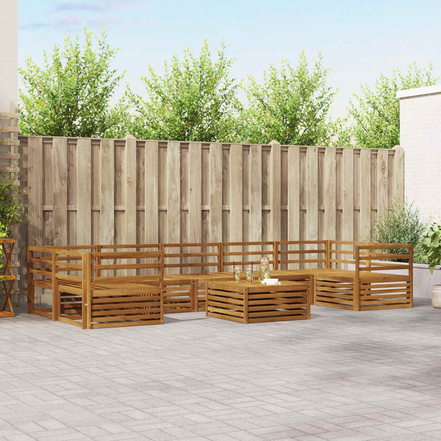 Outdoor Sofa Set 8 pcs Natural Solid Acacia Wood