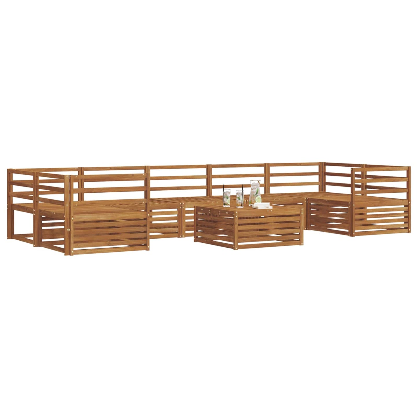 Outdoor Sofa Set 8 pcs Natural Solid Acacia Wood