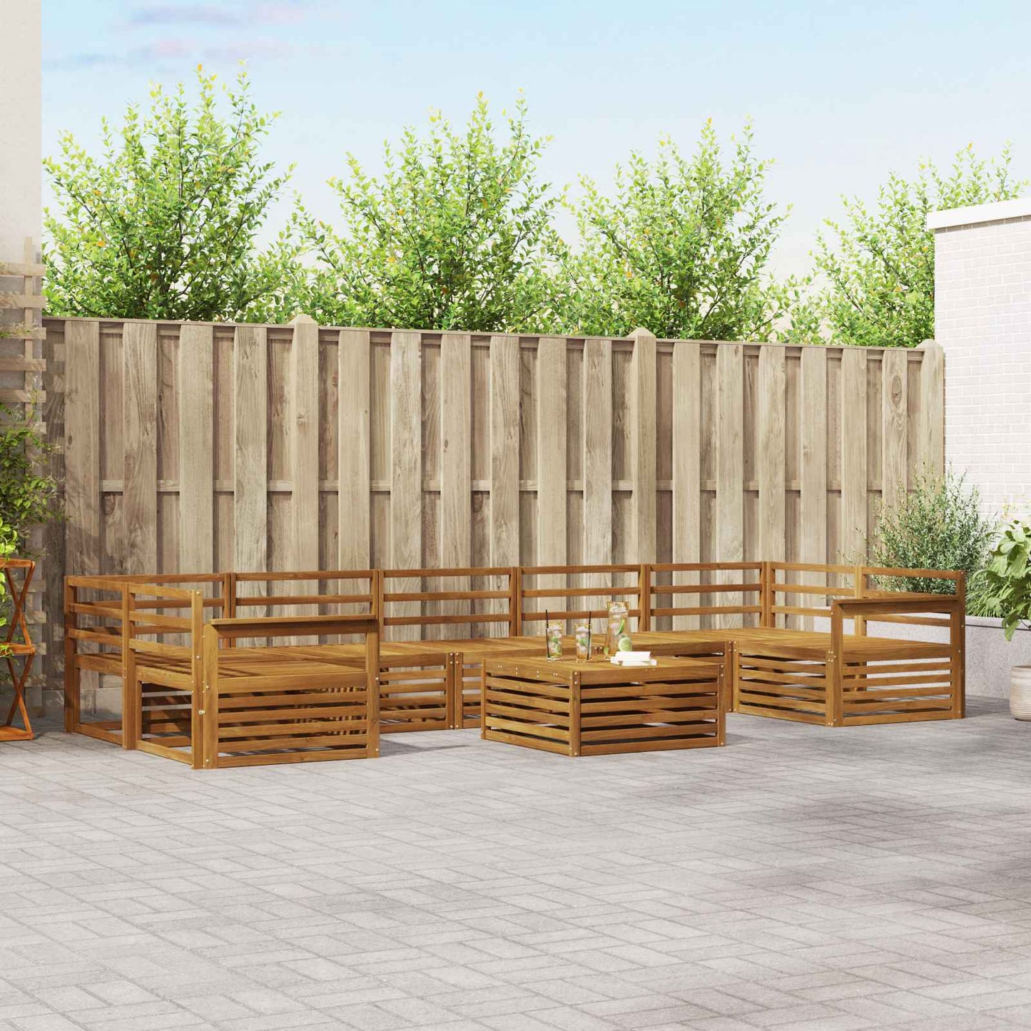Outdoor Sofa Set 8 pcs Natural Solid Acacia Wood