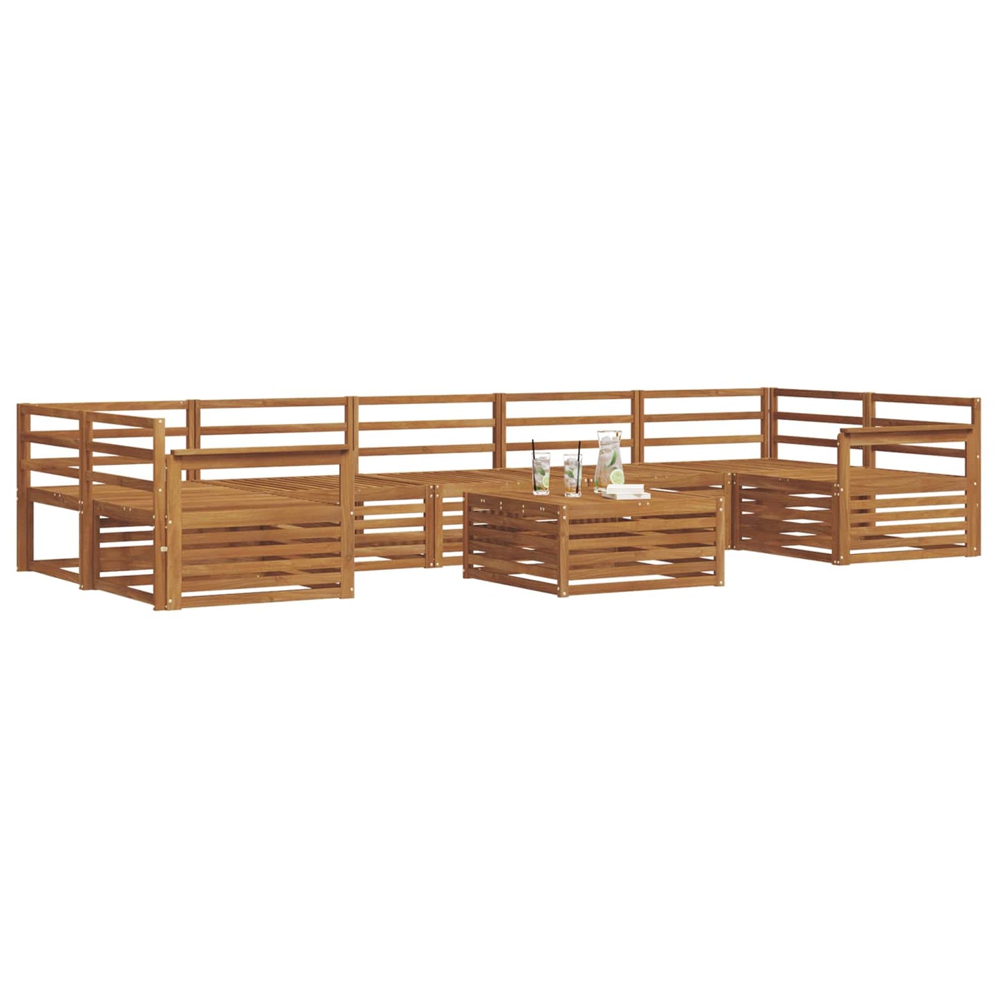 Outdoor Sofa Set 8 pcs Natural Solid Acacia Wood