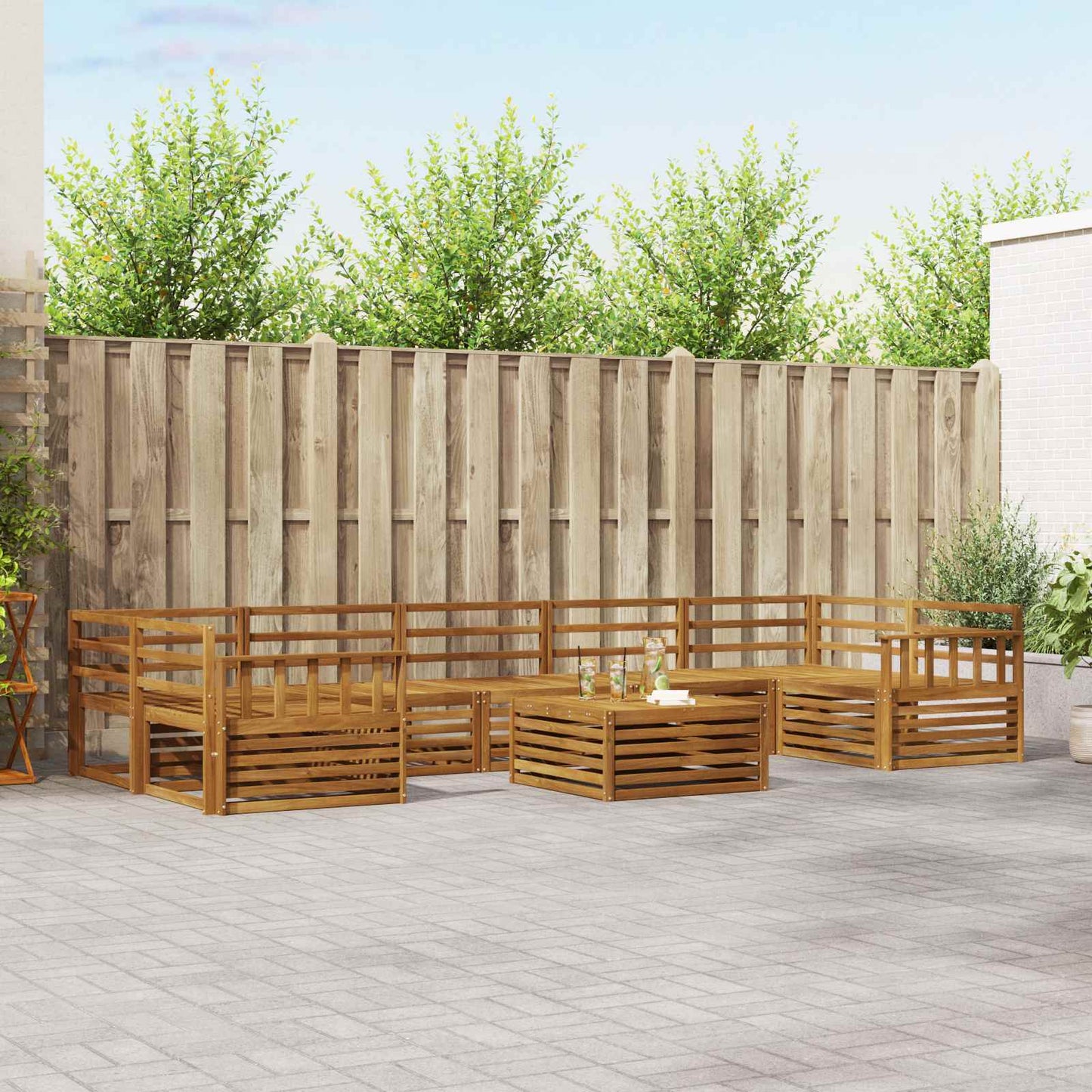 Outdoor Sofa Set 8 pcs Natural Solid Acacia Wood
