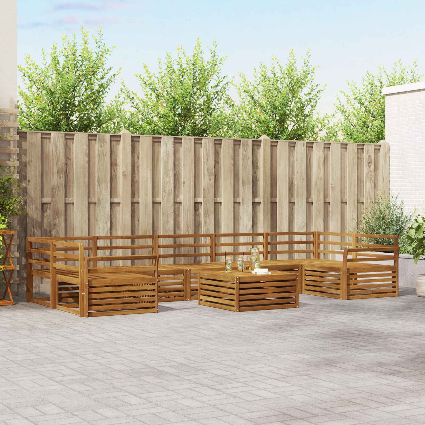 Outdoor Sofa Set 8 pcs Natural Solid Acacia Wood