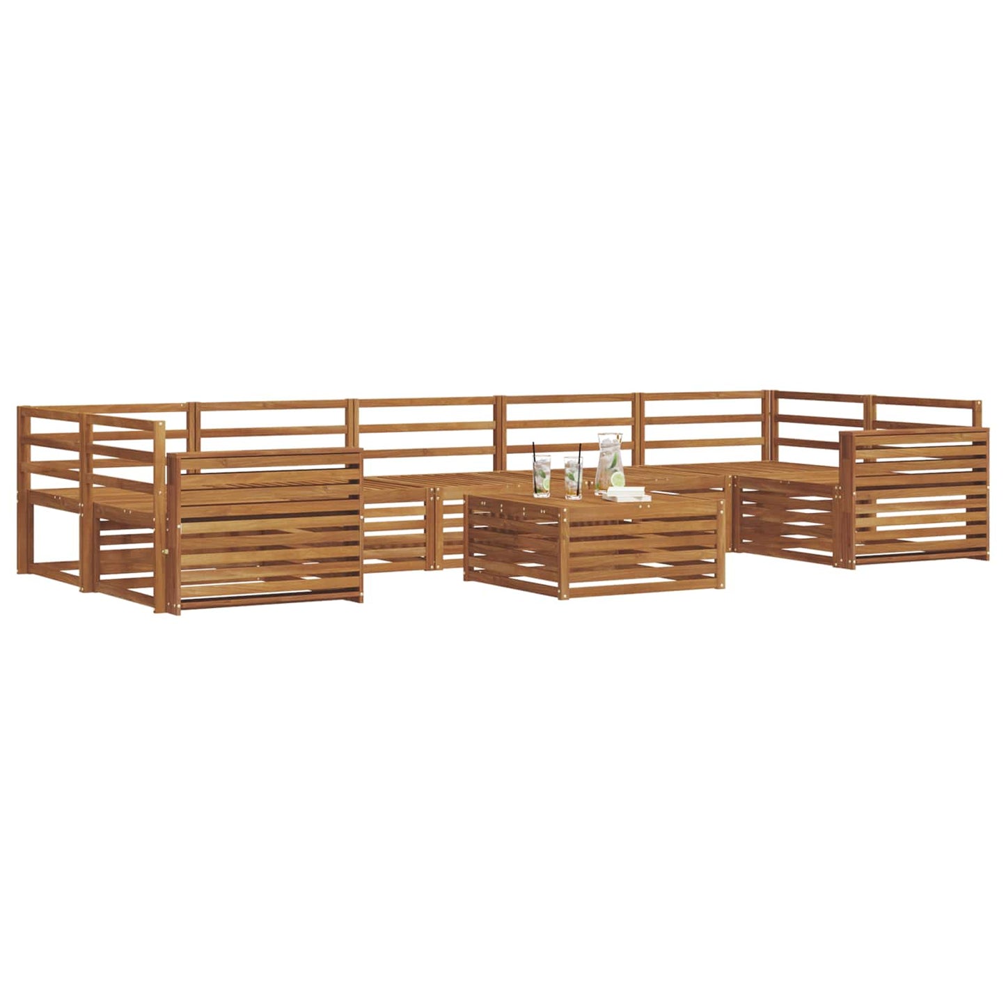 Outdoor Sofa Set 8 pcs Natural Solid Acacia Wood