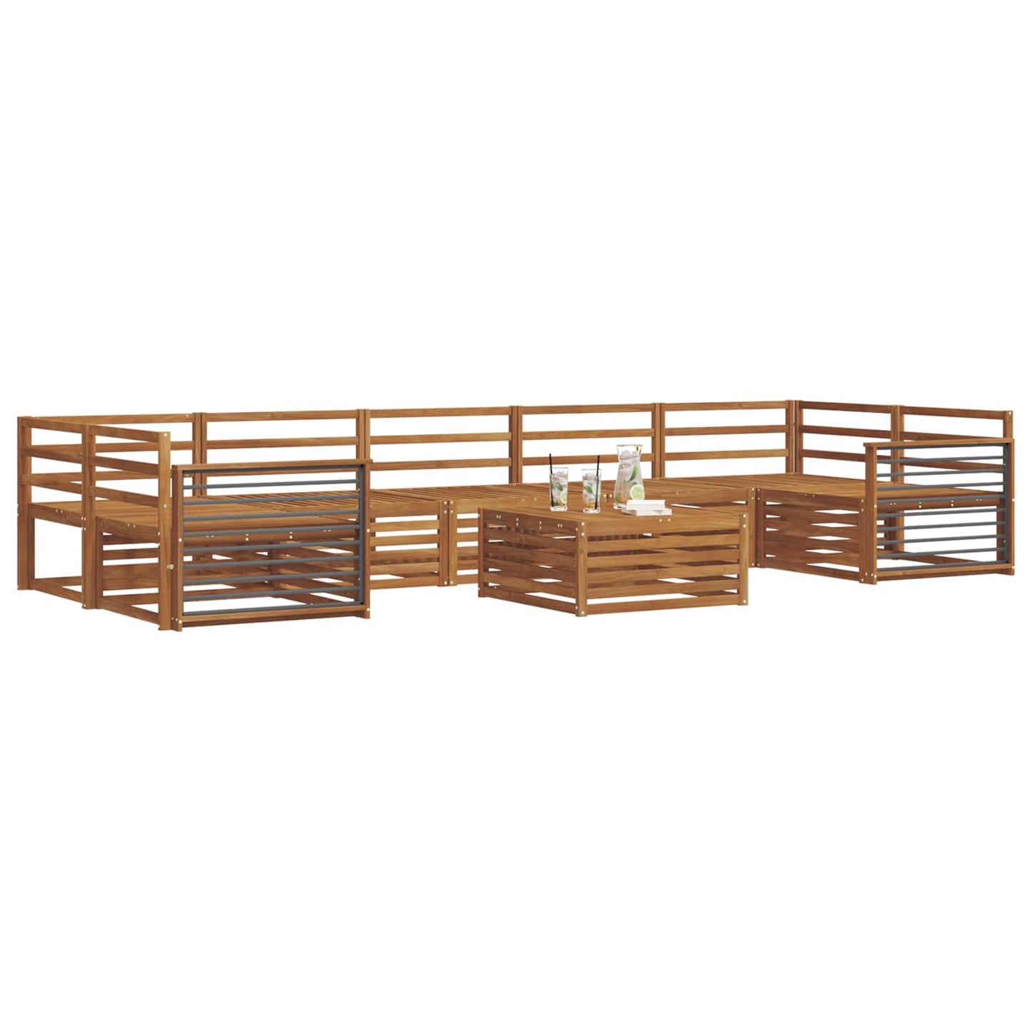 Outdoor Sofa Set 8 pcs Natural Solid Acacia Wood