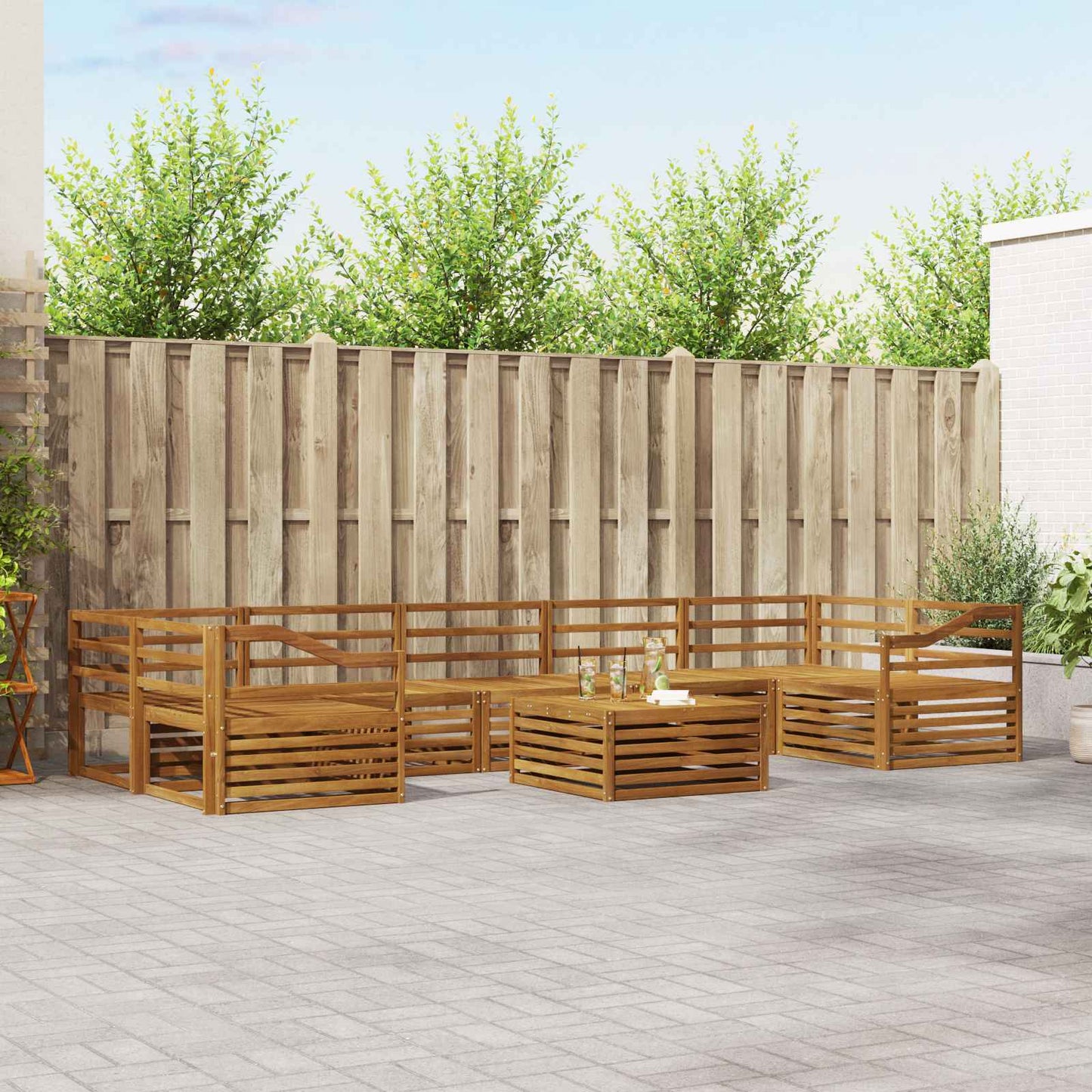 Outdoor Sofa Set 8 pcs Natural Solid Acacia Wood