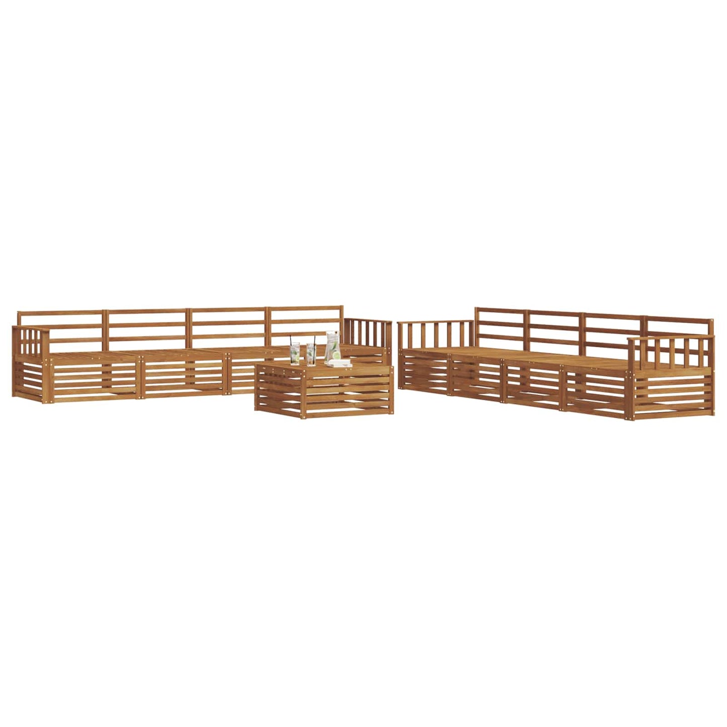 Outdoor Sofa Set 9 pcs Natural Solid Acacia Wood