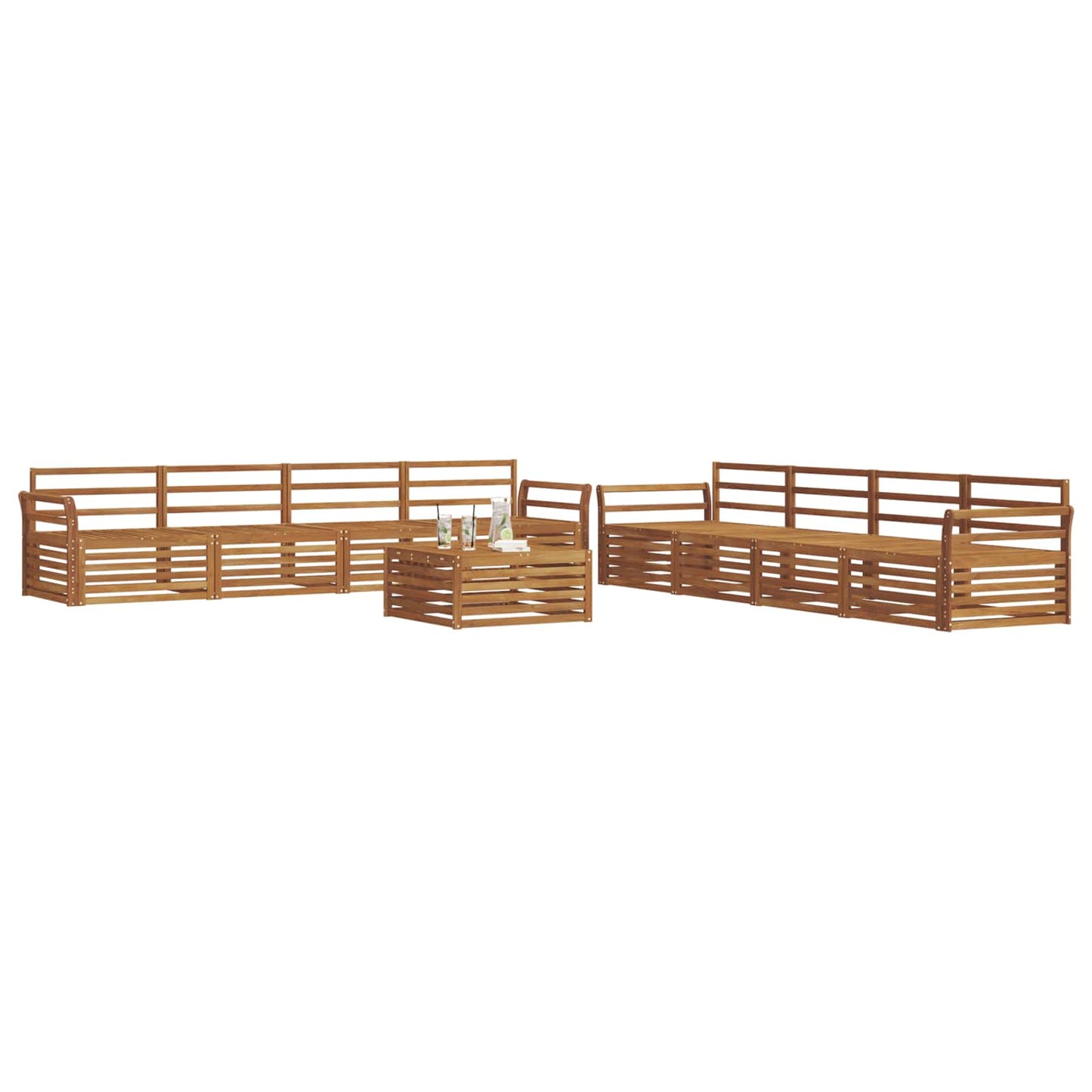 Outdoor Sofa Set 9 pcs Natural Solid Acacia Wood