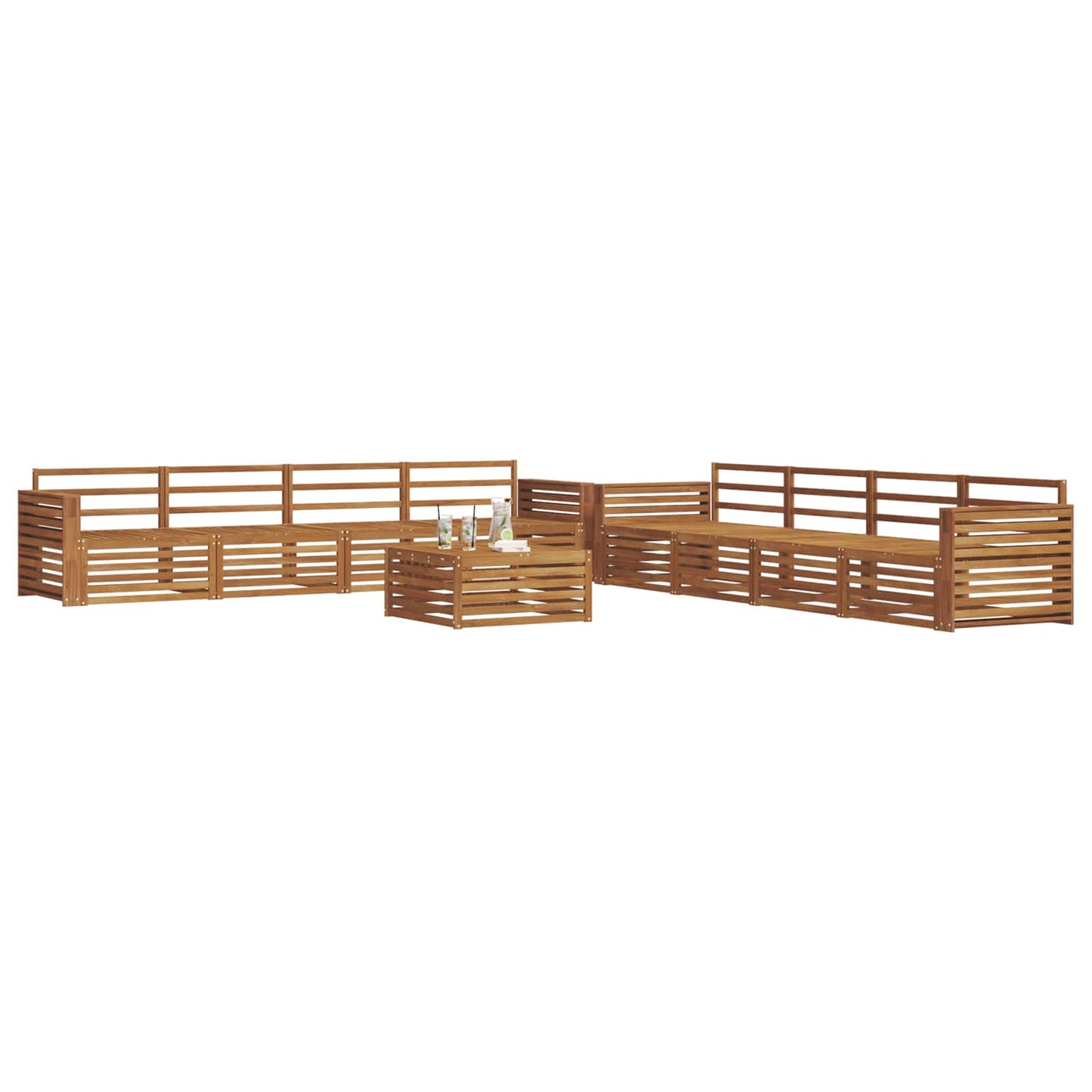 Outdoor Sofa Set 9 pcs Natural Solid Acacia Wood