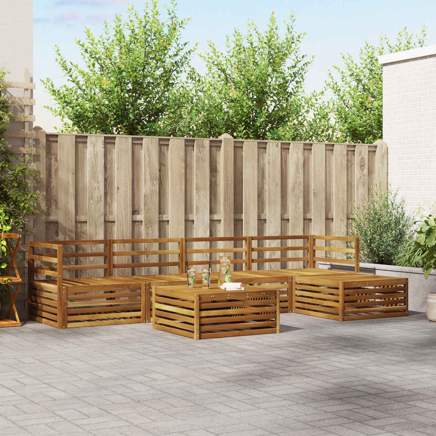 Outdoor Sofa Set 6 pcs Natural Solid Acacia Wood