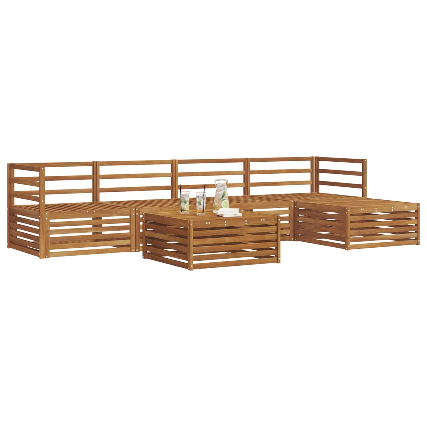 Outdoor Sofa Set 6 pcs Natural Solid Acacia Wood