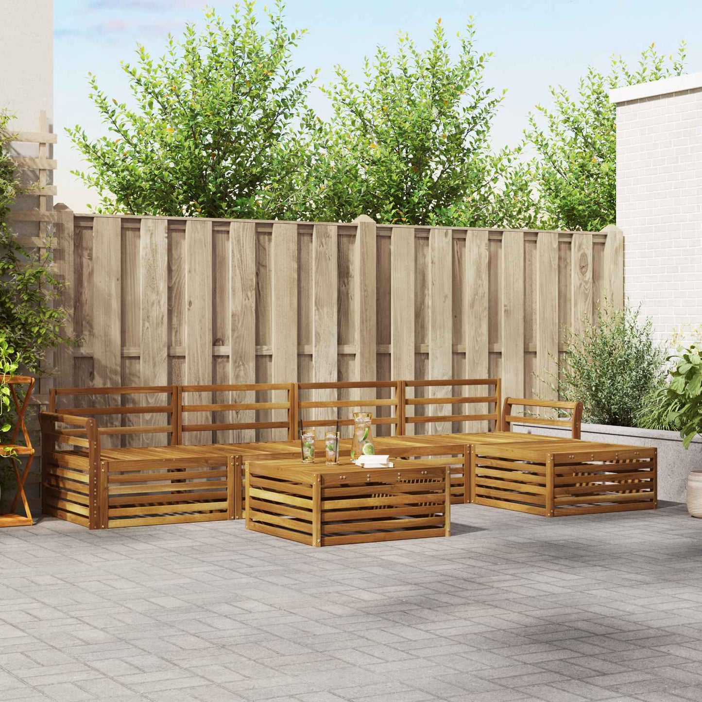Outdoor Sofa Set 6 pcs Natural Solid Acacia Wood