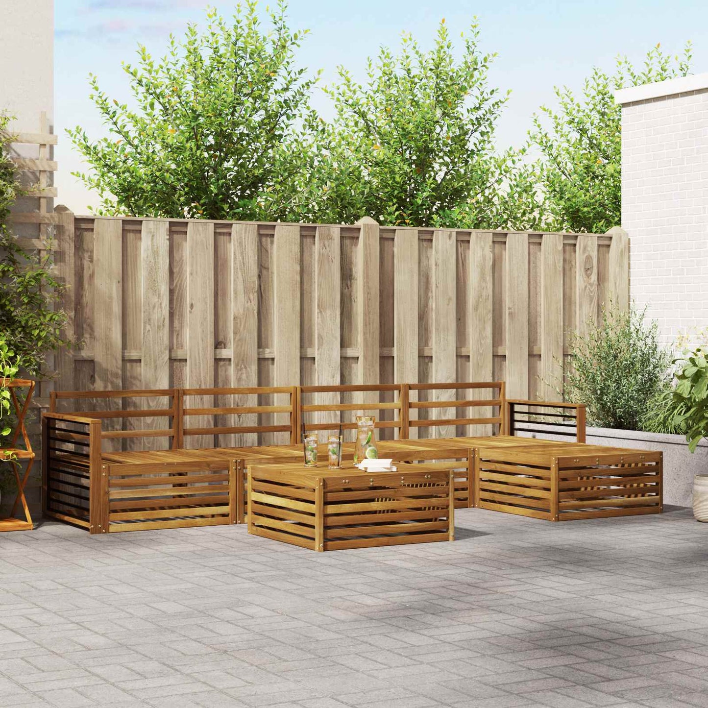 Outdoor Sofa Set 6 pcs Natural Solid Acacia Wood