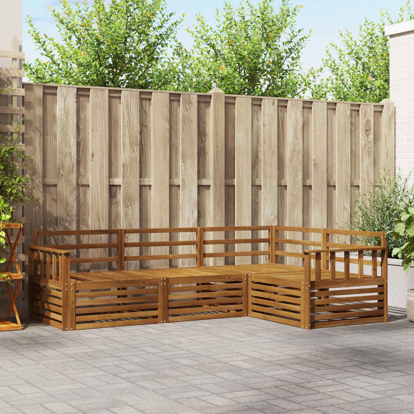 Outdoor Sofa Set 4 pcs Natural Solid Acacia Wood