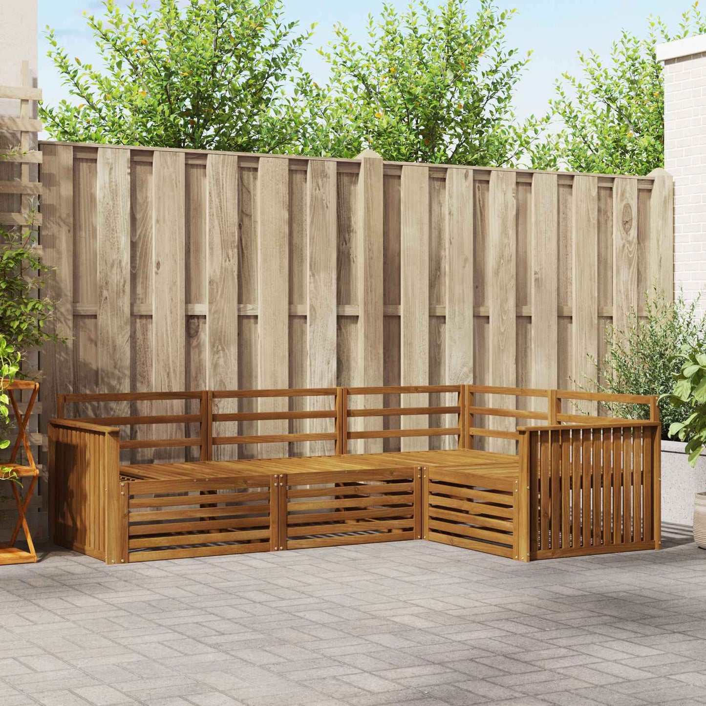 Outdoor Sofa Set 4 pcs Natural Solid Acacia Wood