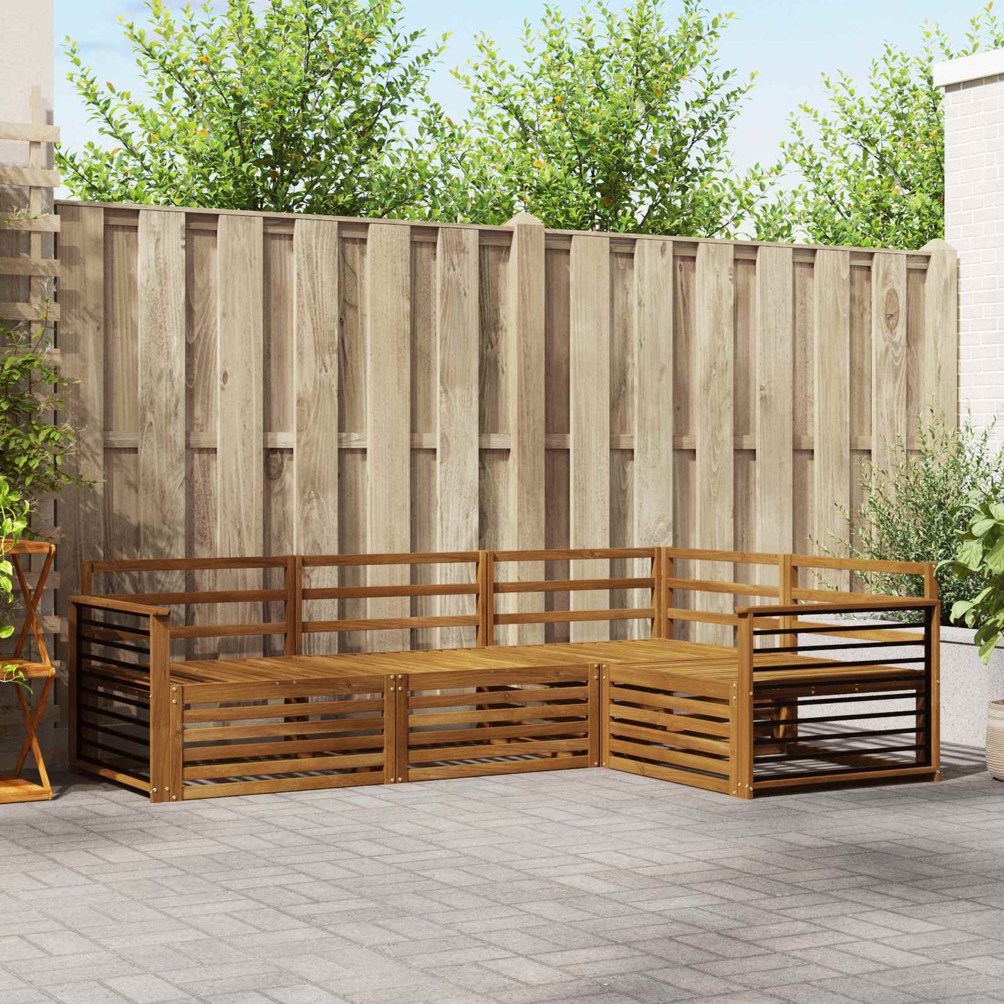 Outdoor Sofa Set 4 pcs Natural Solid Acacia Wood