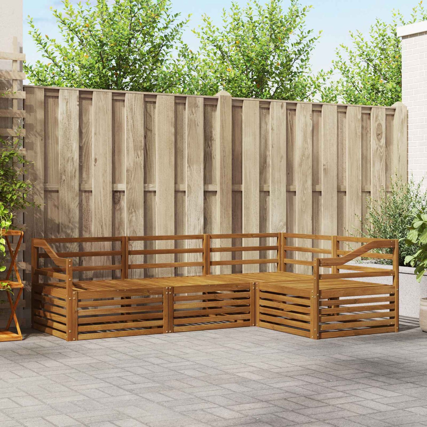 Outdoor Sofa Set 4 pcs Natural Solid Acacia Wood