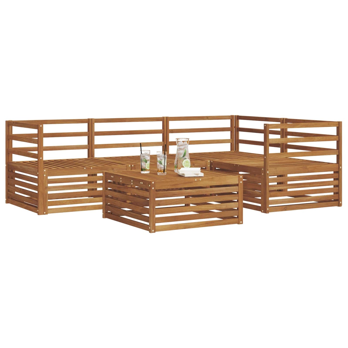 Outdoor Sofa Set 5 pcs Natural Solid Acacia Wood