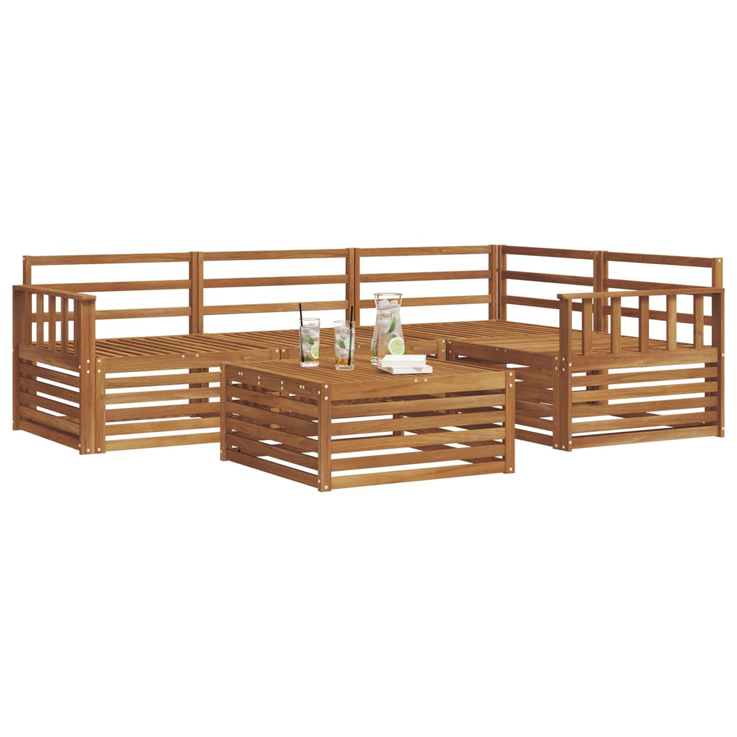 Outdoor Sofa Set 5 pcs Natural Solid Acacia Wood