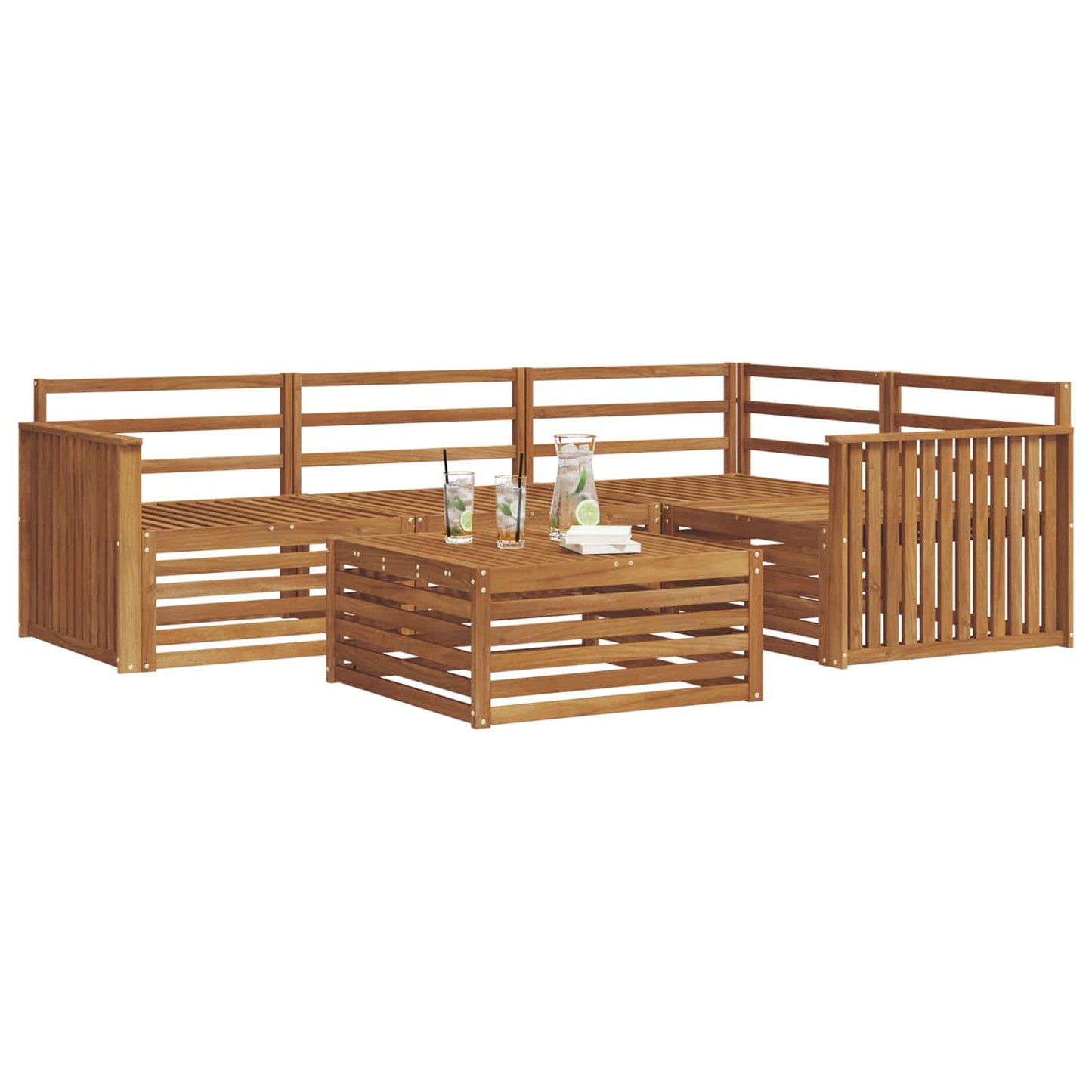 Outdoor Sofa Set 5 pcs Natural Solid Acacia Wood