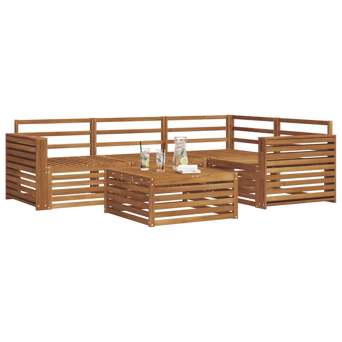 Outdoor Sofa Set 5 pcs Natural Solid Acacia Wood
