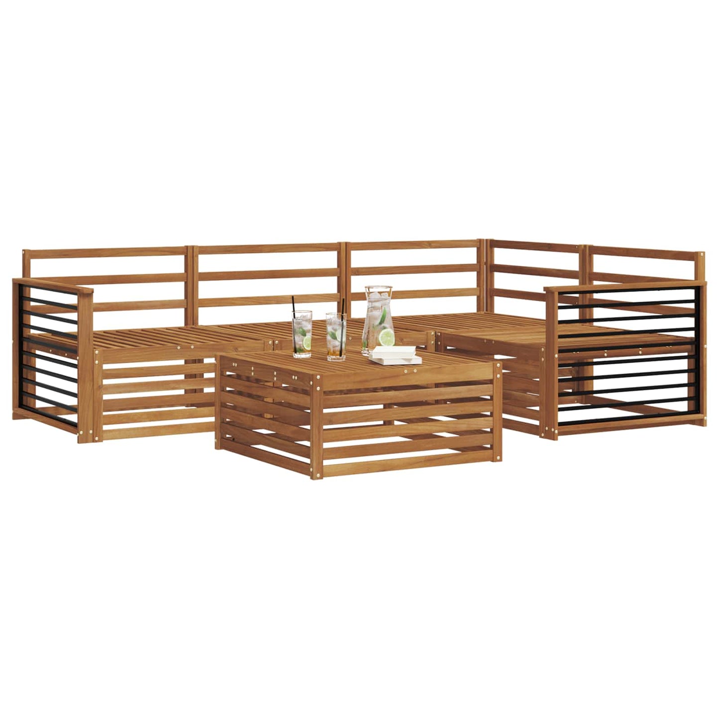 Outdoor Sofa Set 5 pcs Natural Solid Acacia Wood