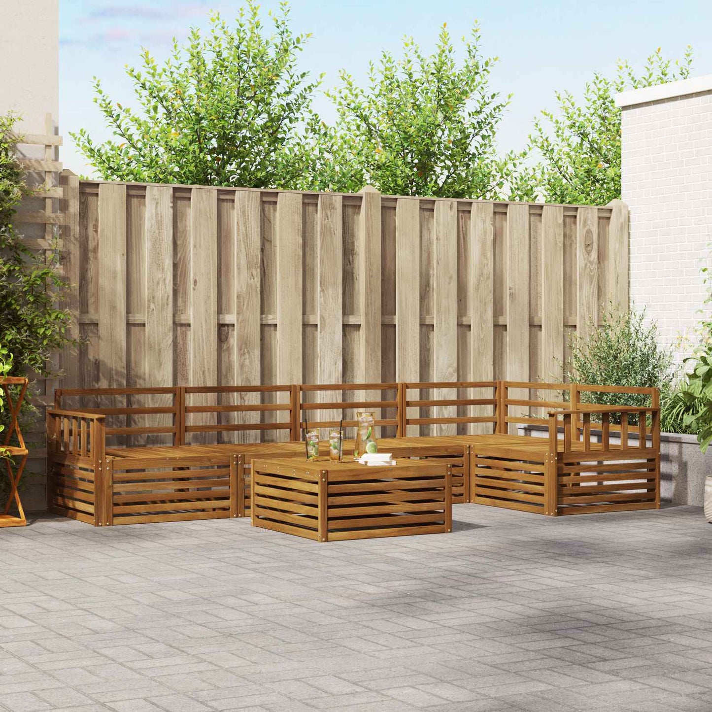 Outdoor Sofa Set 6 pcs Natural