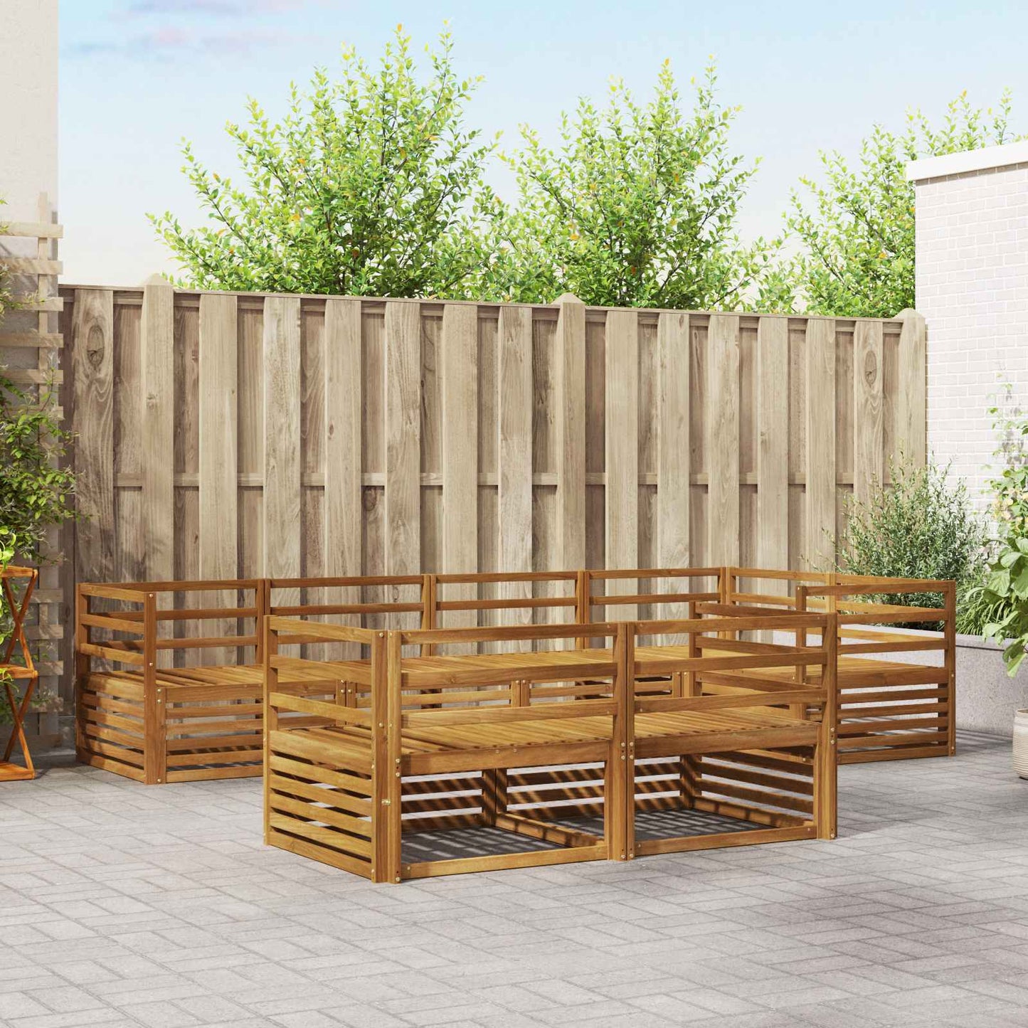 Outdoor Sofa Set 7 pcs Natural Solid Acacia Wood