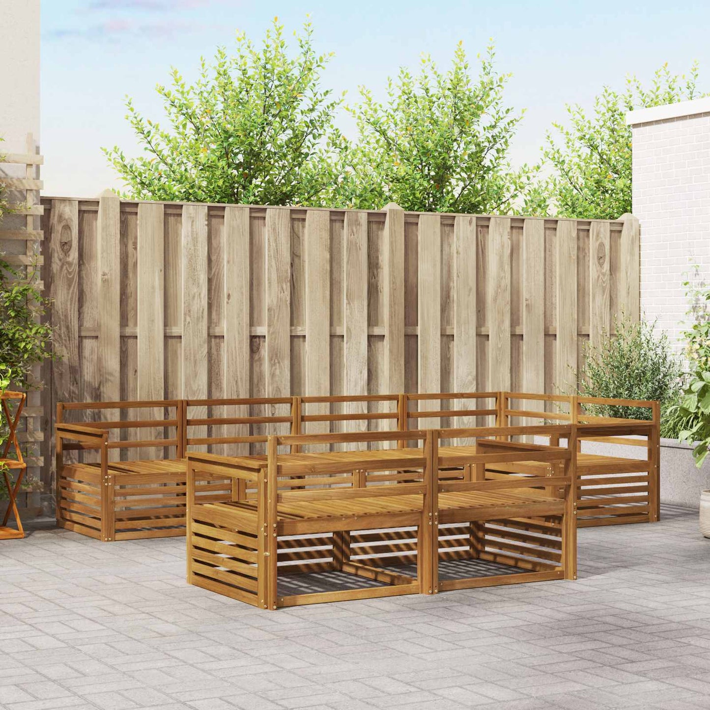 Outdoor Sofa Set 7 pcs Natural Solid Acacia Wood