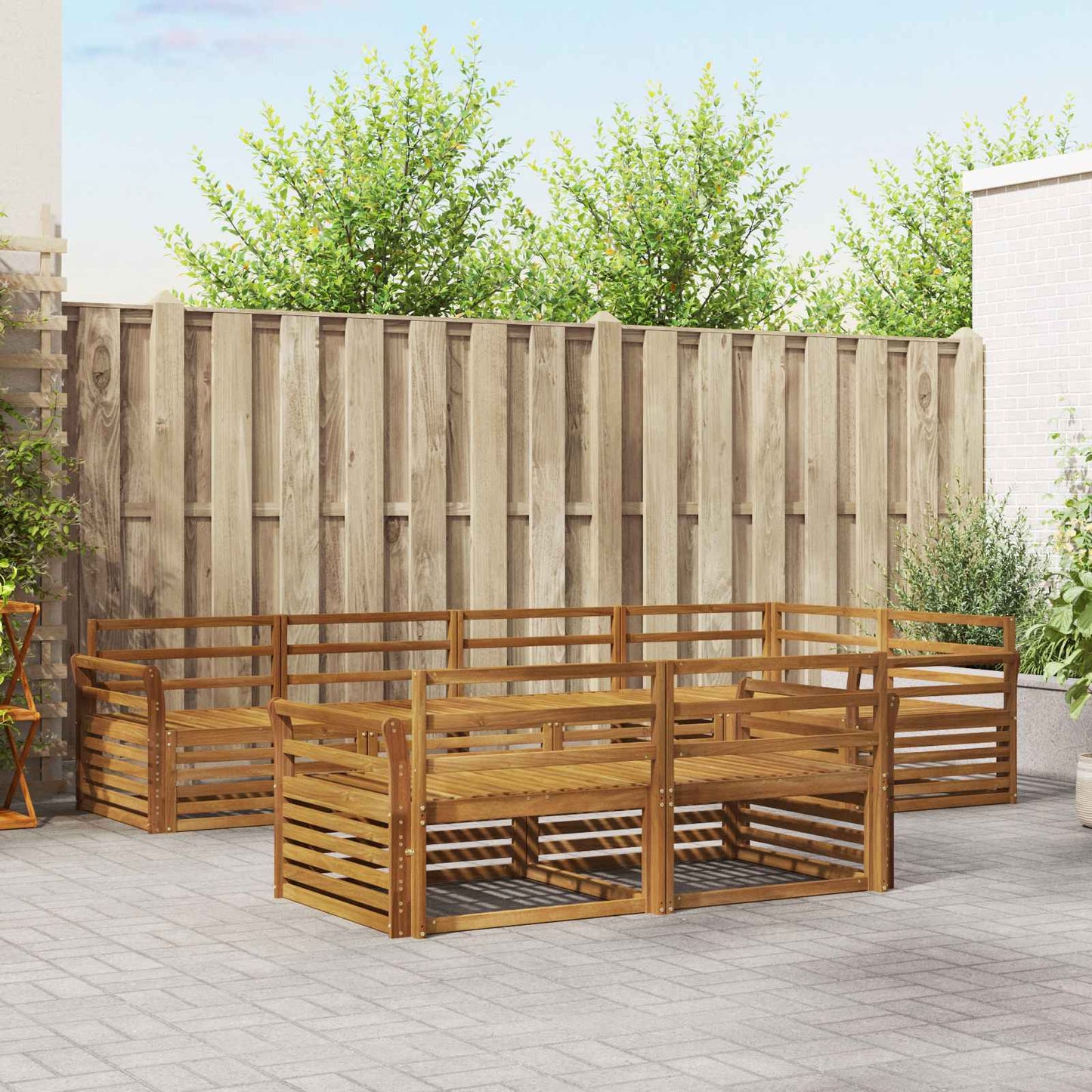 Outdoor Sofa Set 7 pcs Natural Solid Acacia Wood