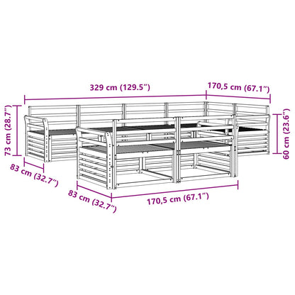 Outdoor Sofa Set 7 pcs Natural Solid Acacia Wood