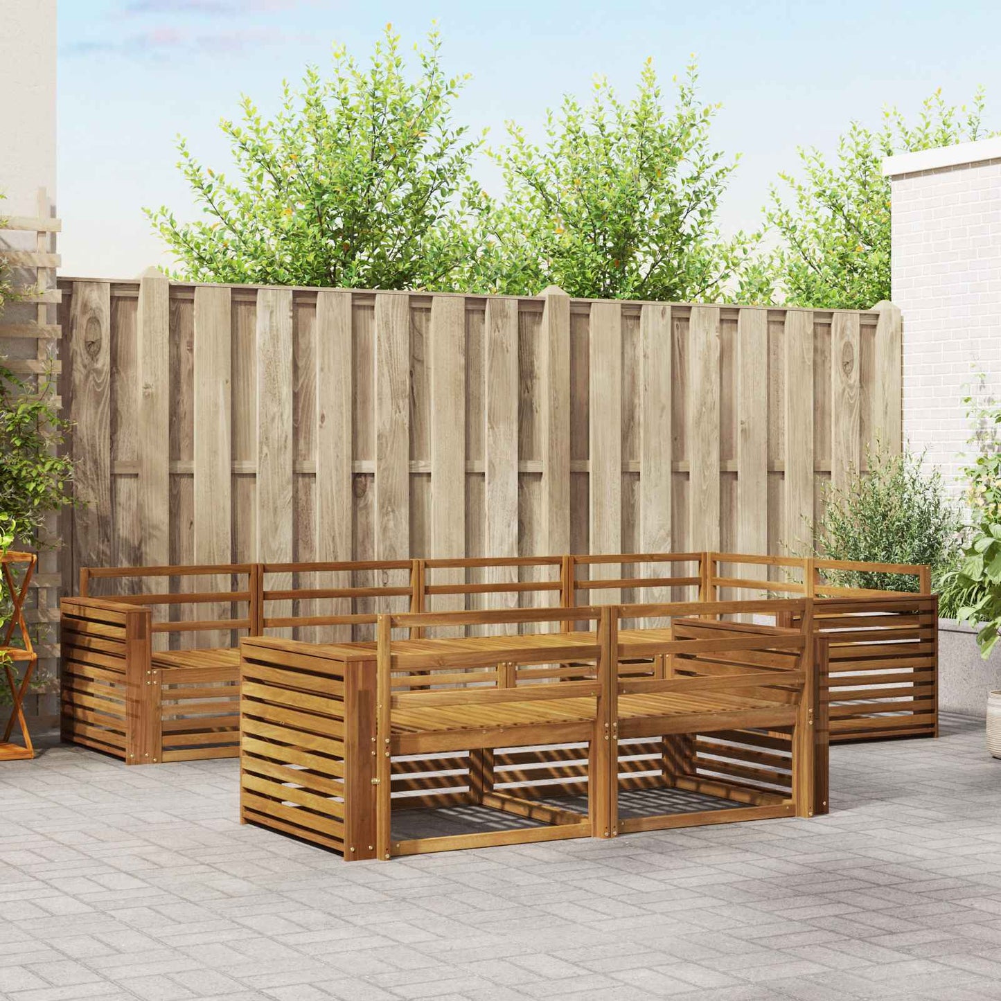 Outdoor Sofa Set 7 pcs Natural Solid Acacia Wood