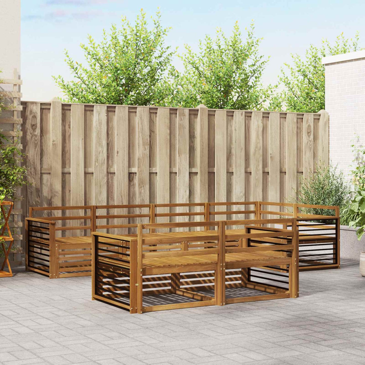 Outdoor Sofa Set 7 pcs Natural Solid Acacia Wood