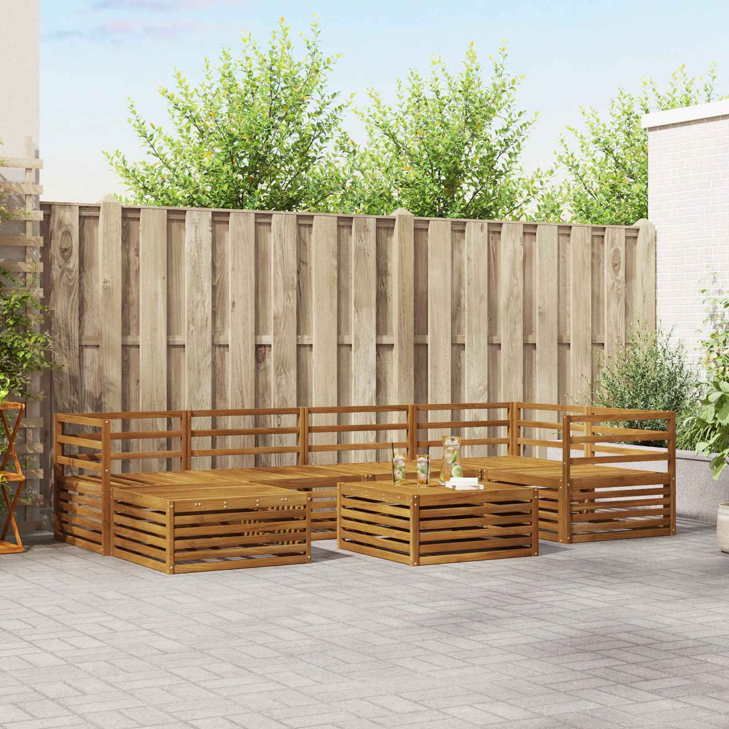 Outdoor Sofa Set 7 pcs Natural