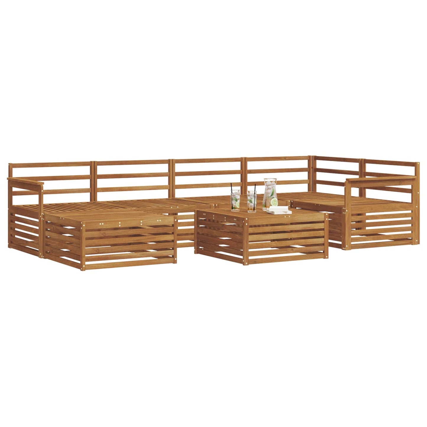 Outdoor Sofa Set 7 pcs Natural Solid Acacia Wood