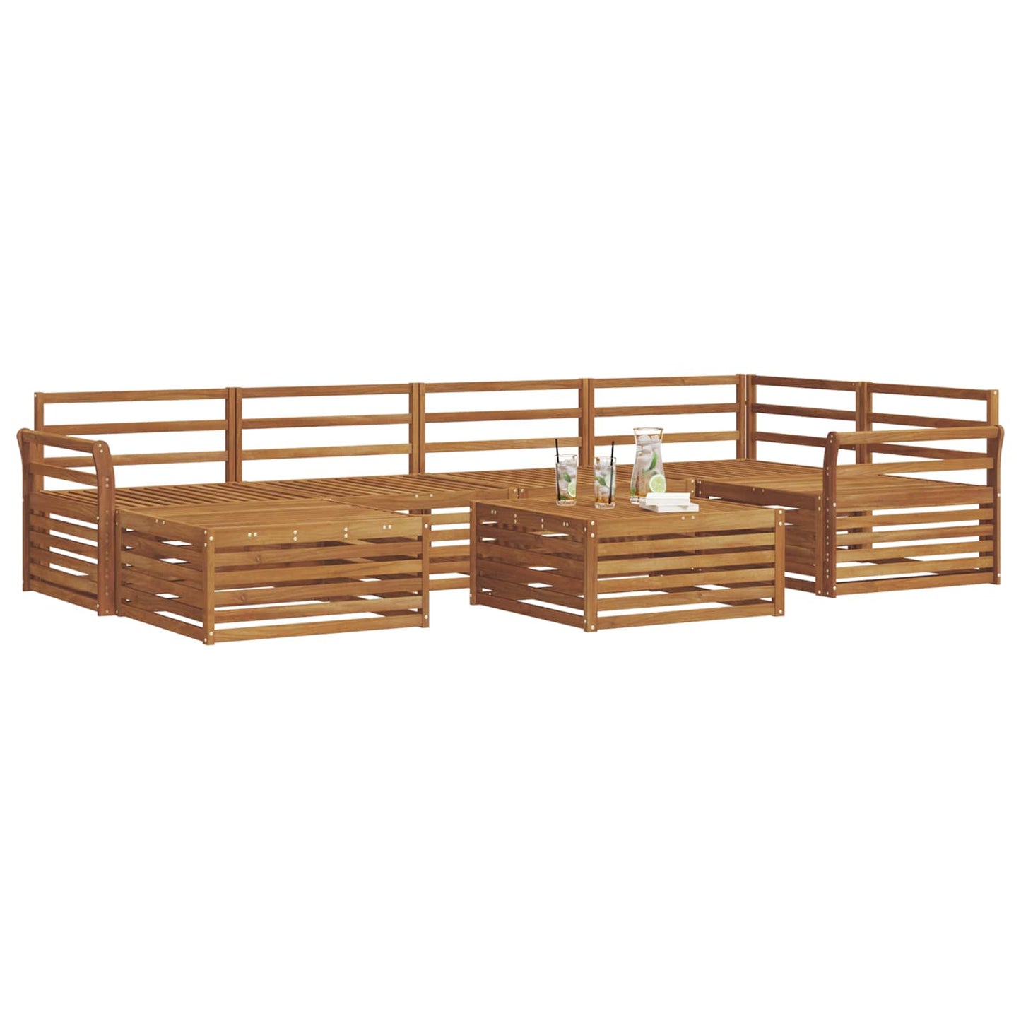 Outdoor Sofa Set 7 pcs Natural Solid Acacia Wood
