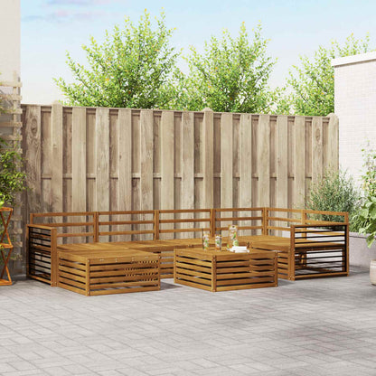 Outdoor Sofa Set 7 pcs Natural Solid Acacia Wood
