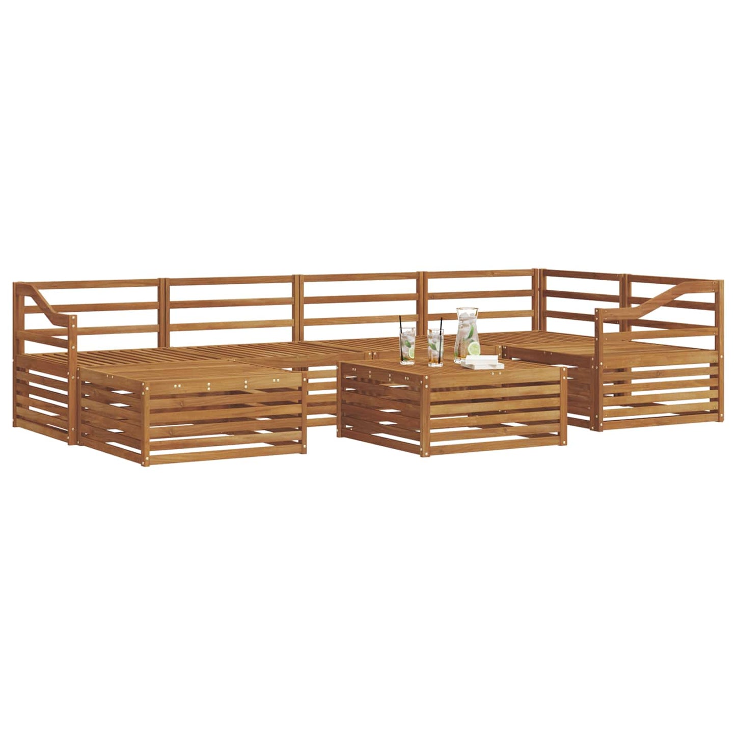 Outdoor Sofa Set 7 pcs Natural Solid Acacia Wood