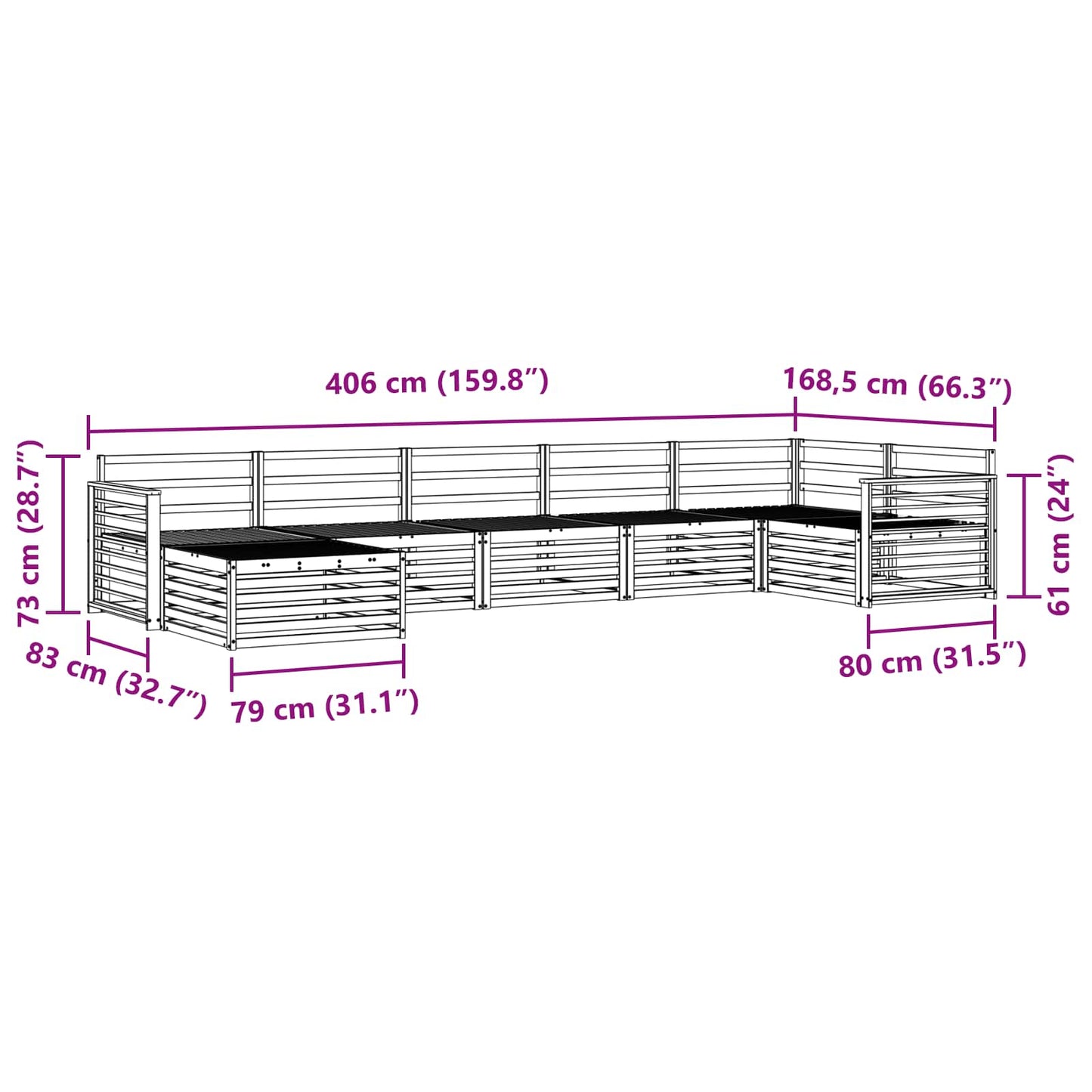 Outdoor Sofa Set 7 pcs Natural
